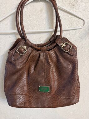Relic Brown Faux-Snake Leather Shoulder Tote